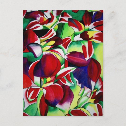 Crimson tropical Singapore Orchids flower art Briefkaart (Voorkant)