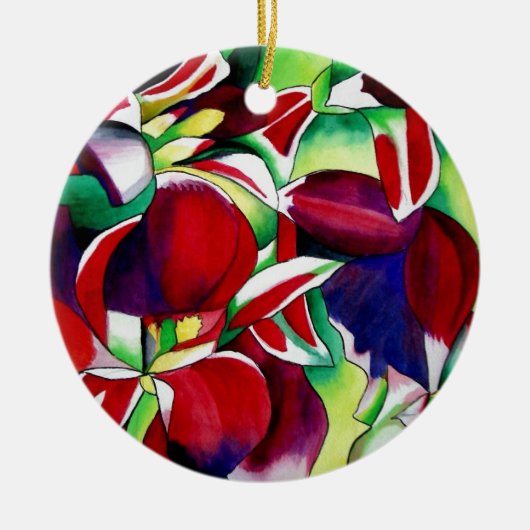 Crimson tropical Singapore Orchids flower art Keramisch Ornament (Voorkant)
