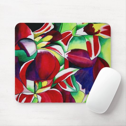 Crimson tropical Singapore Orchids flower art Muismat (Met muis)