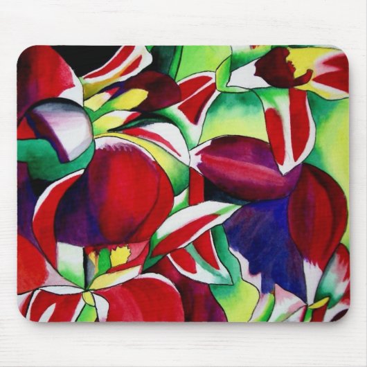 Crimson tropical Singapore Orchids flower art Muismat (Voorkant)