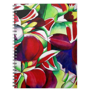 Crimson tropical Singapore Orchids flower art Notitieboek