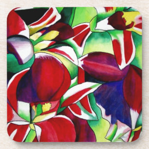 Crimson tropical Singapore Orchids flower art Onderzetter