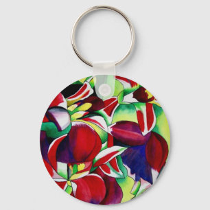Crimson tropical Singapore Orchids flower art Sleutelhanger