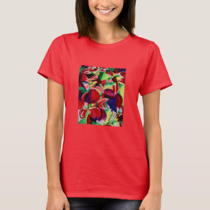 Crimson tropical Singapore Orchids flower art T-shirt