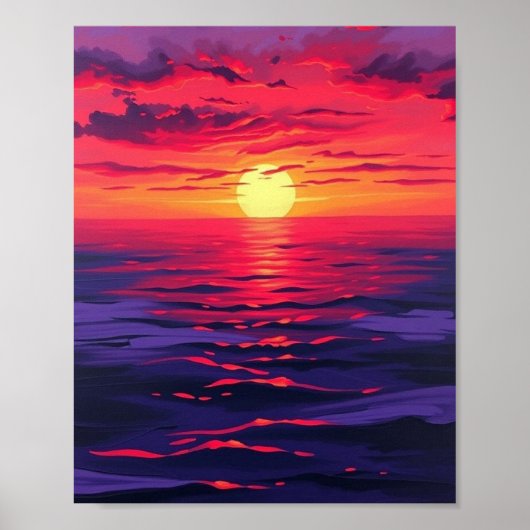 "Crimson Twilight Serenity" - Original Digital Pai Poster (Voorkant)