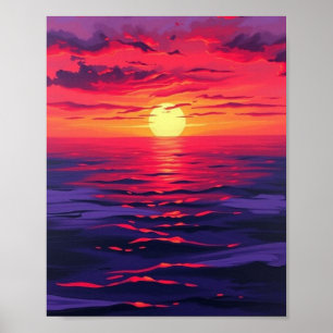 "Crimson Twilight Serenity" - Originele Digitale P Poster