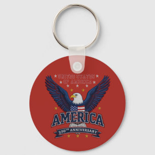 Crimson USA 250e Gedenkwaardig Bedrijfs QR Sleutelhanger