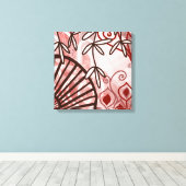 Crimson Veil – Abstract Botanische Kunstprint Canvas Afdruk (Insitu (Houten vloer))