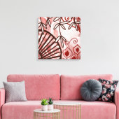 Crimson Veil – Abstract Botanische Kunstprint Canvas Afdruk (Insitu (Woonkamer))