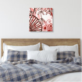 Crimson Veil – Abstract Botanische Kunstprint Canvas Afdruk (Insitu (Slaapkamer))