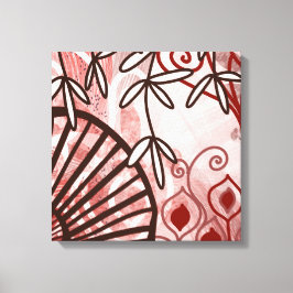 Crimson Veil – Abstract Botanische Kunstprint Canvas Afdruk
