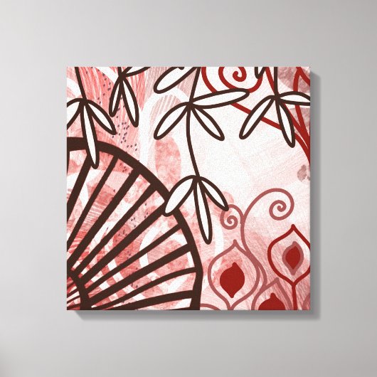 Crimson Veil – Abstract Botanische Kunstprint Canvas Afdruk (Voorkant)