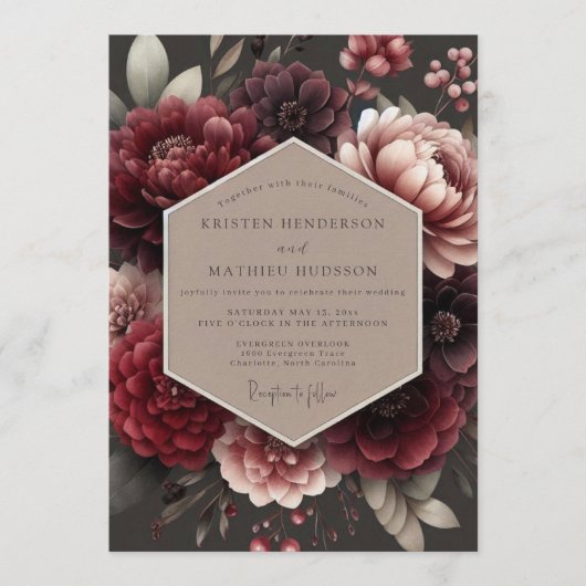 Crimson Velvet Wedding Kaart (Voorkant)