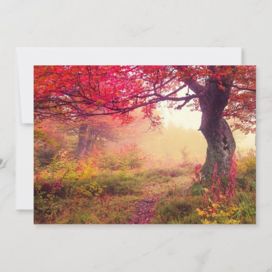 Crimson verlaat herfst bruiloft uitnodiging (Achterkant)