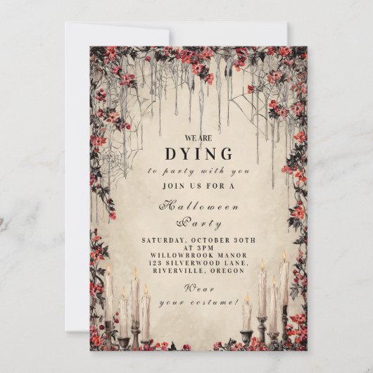 Crimson Vines Gothic Halloween viering Kaart (Voorkant)