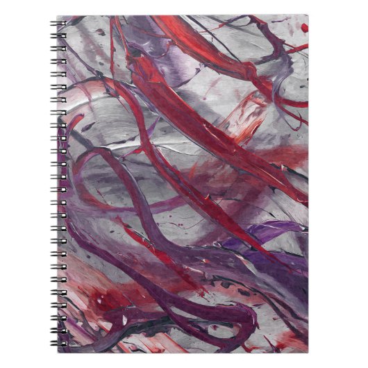 Crimson Violet Grey Abstract Flow Notitieboek (Voorkant)