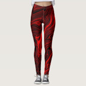 Crimson Vortex Marmer: Krachtige Rode en Zwarte Dr Leggings (Voorkant)