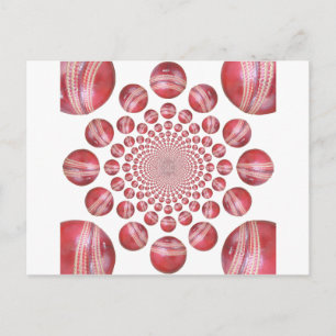 Crimson Vortex: Mooie Rode Cricketbal Kunst Briefkaart
