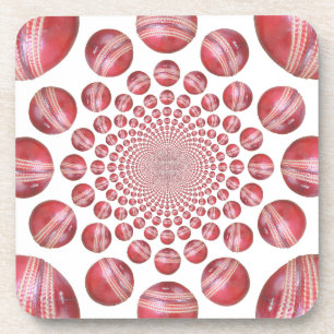 Crimson Vortex: Mooie Rode Cricketbal Kunst Drankjes Onderzetter