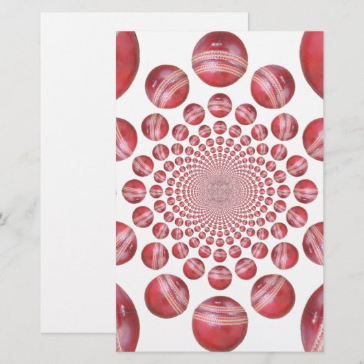 Crimson Vortex: Prachtige rode cricketbalkunst (Voorkant / Achterkant)