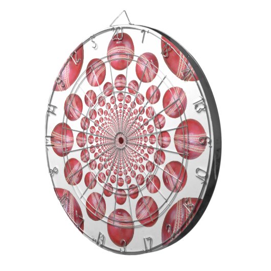 Crimson Vortex: Prachtige rode cricketbalkunst Dartbord (Voorkant Rechts)