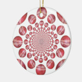 Crimson Vortex: Prachtige rode cricketbalkunst Keramisch Ornament (Links)