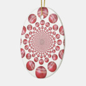 Crimson Vortex: Prachtige rode cricketbalkunst Keramisch Ornament (Links)