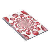 Crimson Vortex: Prachtige rode cricketbalkunst Notitieboek (Rechterzijde)