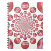 Crimson Vortex: Prachtige rode cricketbalkunst Notitieboek (Voorkant)