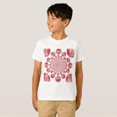 Crimson Vortex: Prachtige rode cricketbalkunst T-shirt (Voorkant volledig)