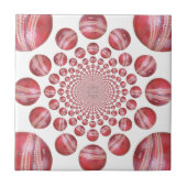 Crimson Vortex: Prachtige rode cricketbalkunst Tegeltje (Voorkant)