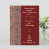 Crimson w. Color Tatreez Wedding Invitation Kaart (Staand voorkant)