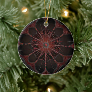 Crimson Web: Fractale dans met de Redback Spider Keramisch Ornament