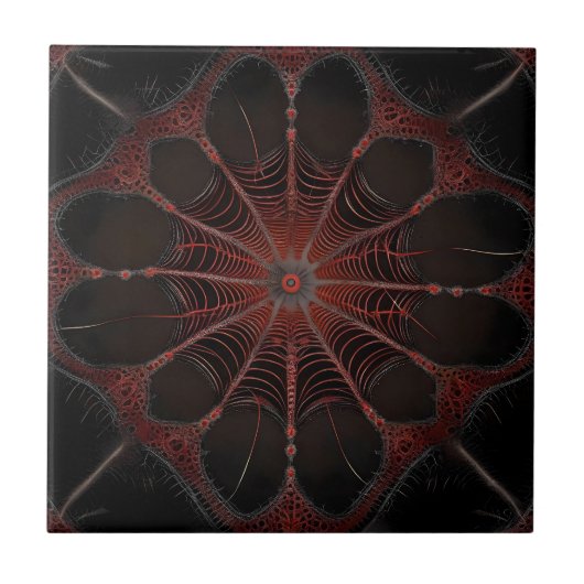 Crimson Web: Fractale dans met de Redback Spider Tegeltje (Voorkant)