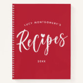 Crimson White Brush Script Recept Notitieboek (Voorkant)