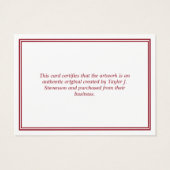 Crimson White Certificate of Authenticity Visitekaartje (Achterkant)