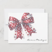 Crimson White Elegant Big Bow Thank You Note Card Notitiekaartje (Voorkant)