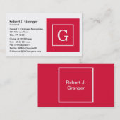Crimson White Framed Initiaal Monogram Visitekaartje (Voorkant / Achterkant)