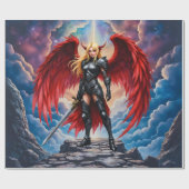Crimson Wing – Gevallen engel krijger.  Cadeaupapier (Vlak)