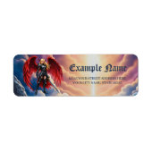 Crimson Wing – Gevallen engel krijger Etiket (Voorkant)