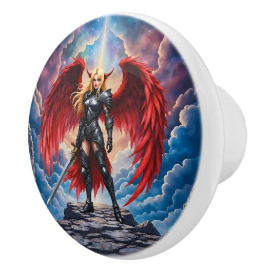 Crimson Wing – Gevallen engel krijger. Keramische Knop (Rechts)