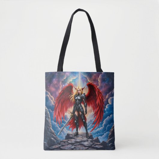 Crimson Wing – Gevallen engel krijger. Tote Bag (Voorkant)