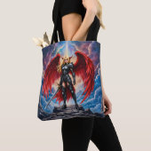 Crimson Wing – Gevallen engel krijger. Tote Bag (Dichtbij)