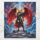 Crimson Wing – Gevallene engel krijger. Wijn Etiket (Enkel label)