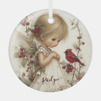 Crimson Wings and Winter Wishes Glas Ornament