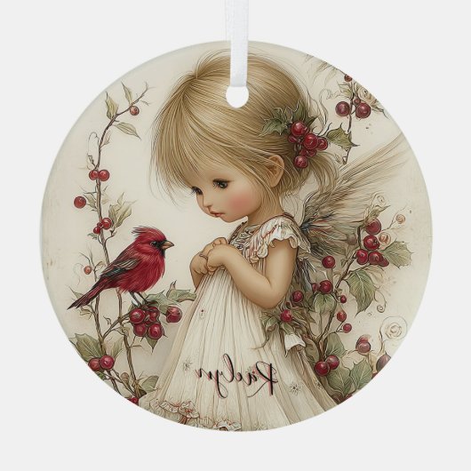 Crimson Wings and Winter Wishes Glas Ornament (Achterkant)