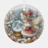 Crimson Wonder in Winter’s Glow Glas Ornament (Achterkant)