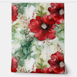 Crimson Yuletide Bloeit Botanisch Behang