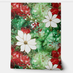 Crimson Yuletide Bloeit Botanisch Behang