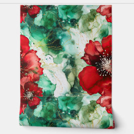 Crimson Yuletide Bloeit Botanisch Behang